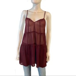 Kendall + Kylie | Sheer Burgundy Tunic